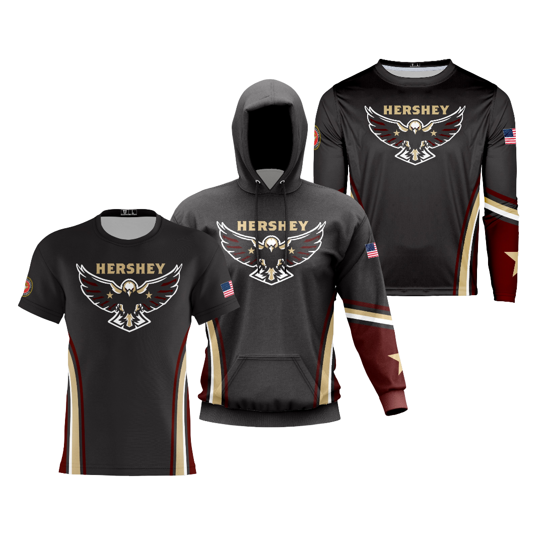 Hershey Eagles Ice Hockey Performance Dri Tech Design ~ Fanwear {Black}