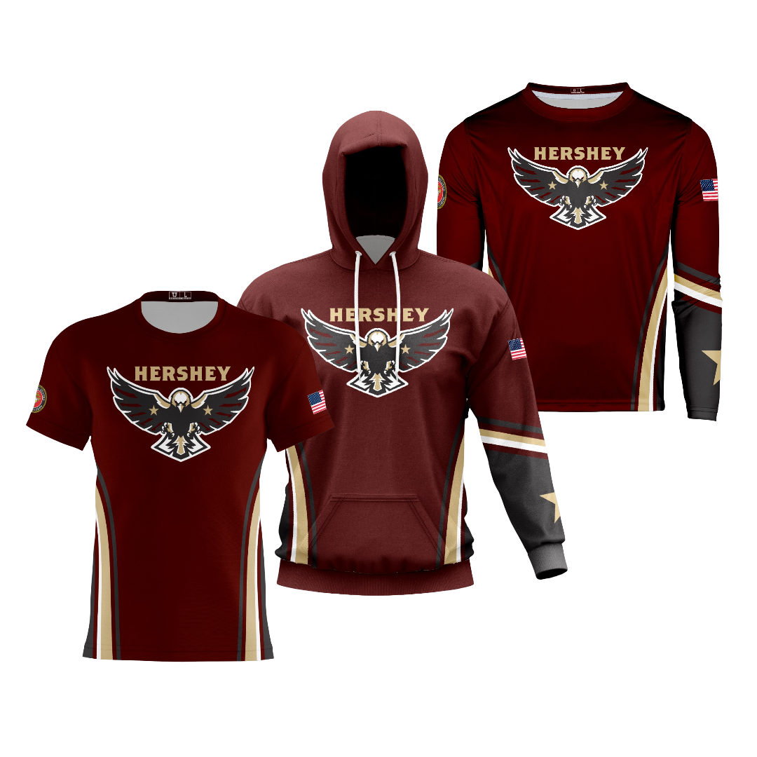 Hershey Eagles Ice Hockey Performance Dri Tech Design ~ Fanwear {Maroon}