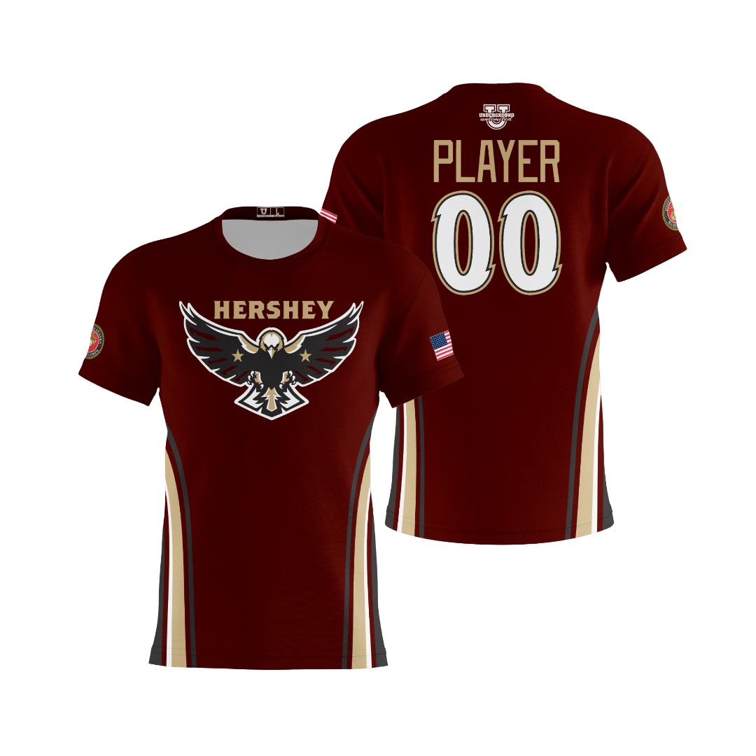 Hershey Eagles Ice Hockey Performance Dri Tech Design ~ Fanwear {Maroon}