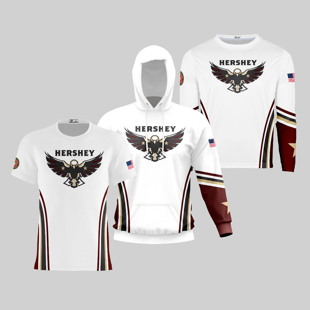 Hershey Eagles Ice Hockey Performance Dri Tech Design ~ Fanwear {White}