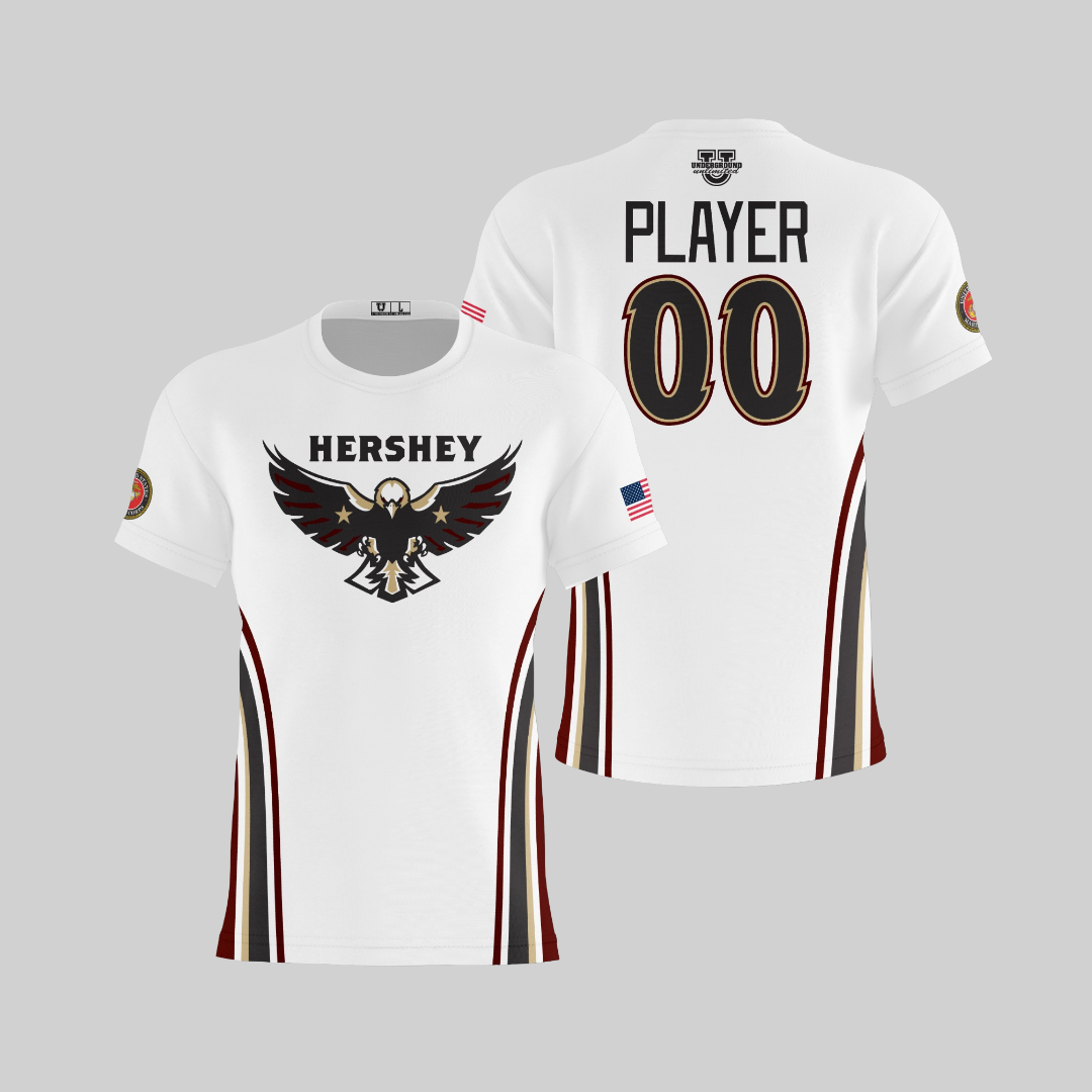 Hershey Eagles Ice Hockey Performance Dri Tech Design ~ Fanwear {White}