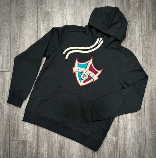 Delaware Ducks Embroidered Midweight Soft Hoodie ~ Black {Full Chest Embroidered Ducks Logo}