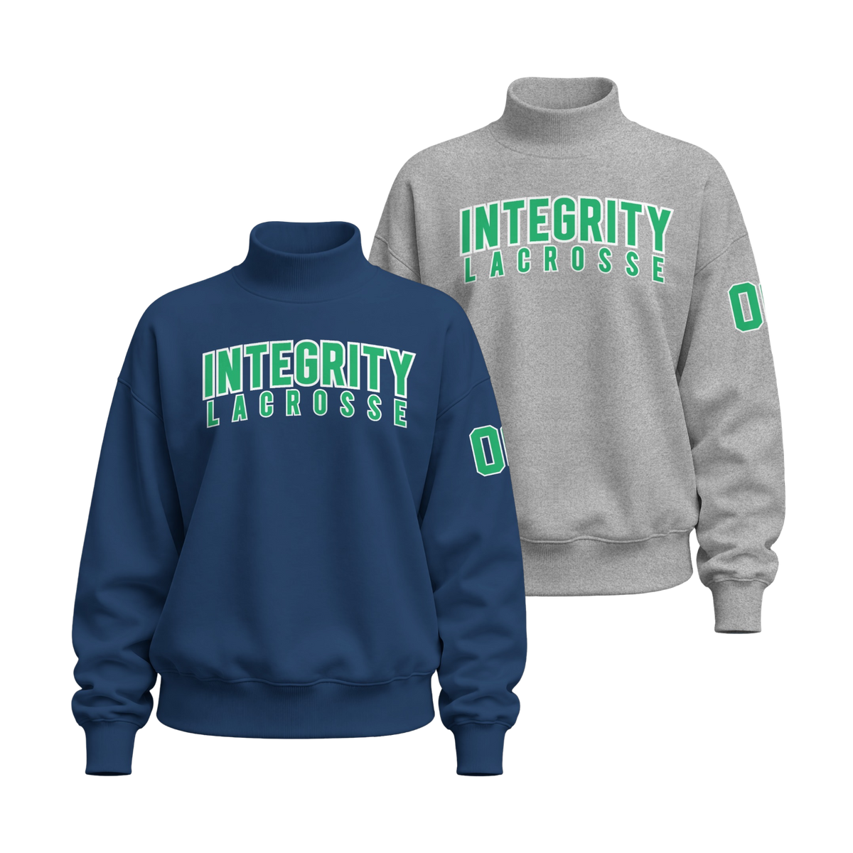 Integrity Lacrosse Mock Neck Cotton Sweatshirt ~ 4 Color Combo {Variety}