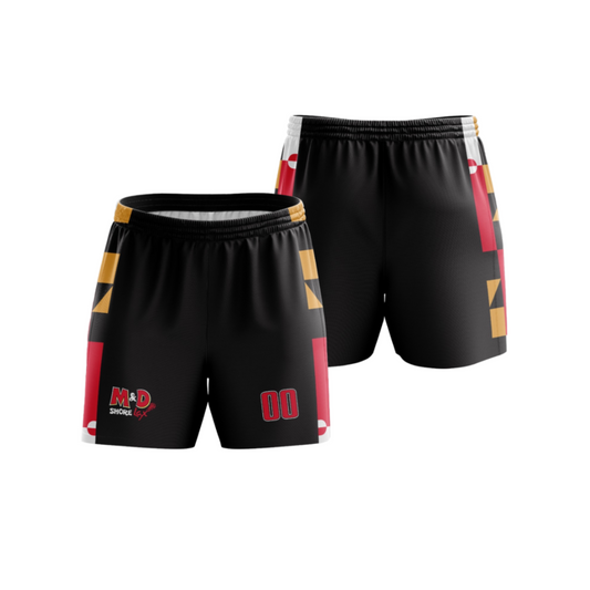 M&D Dri Tech Stretch Training Shorts ~ Black Maryland Sides