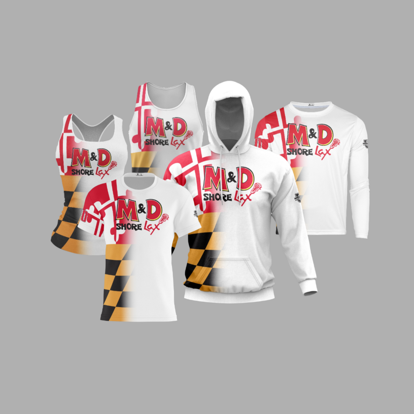 M&D Shore Performance Dri Tech Apparel ~ White Maryland Flag Split