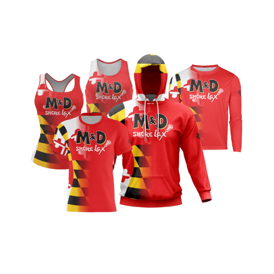 M&D Shore Performance Dri Tech Apparel ~ Red Maryland Flag Split