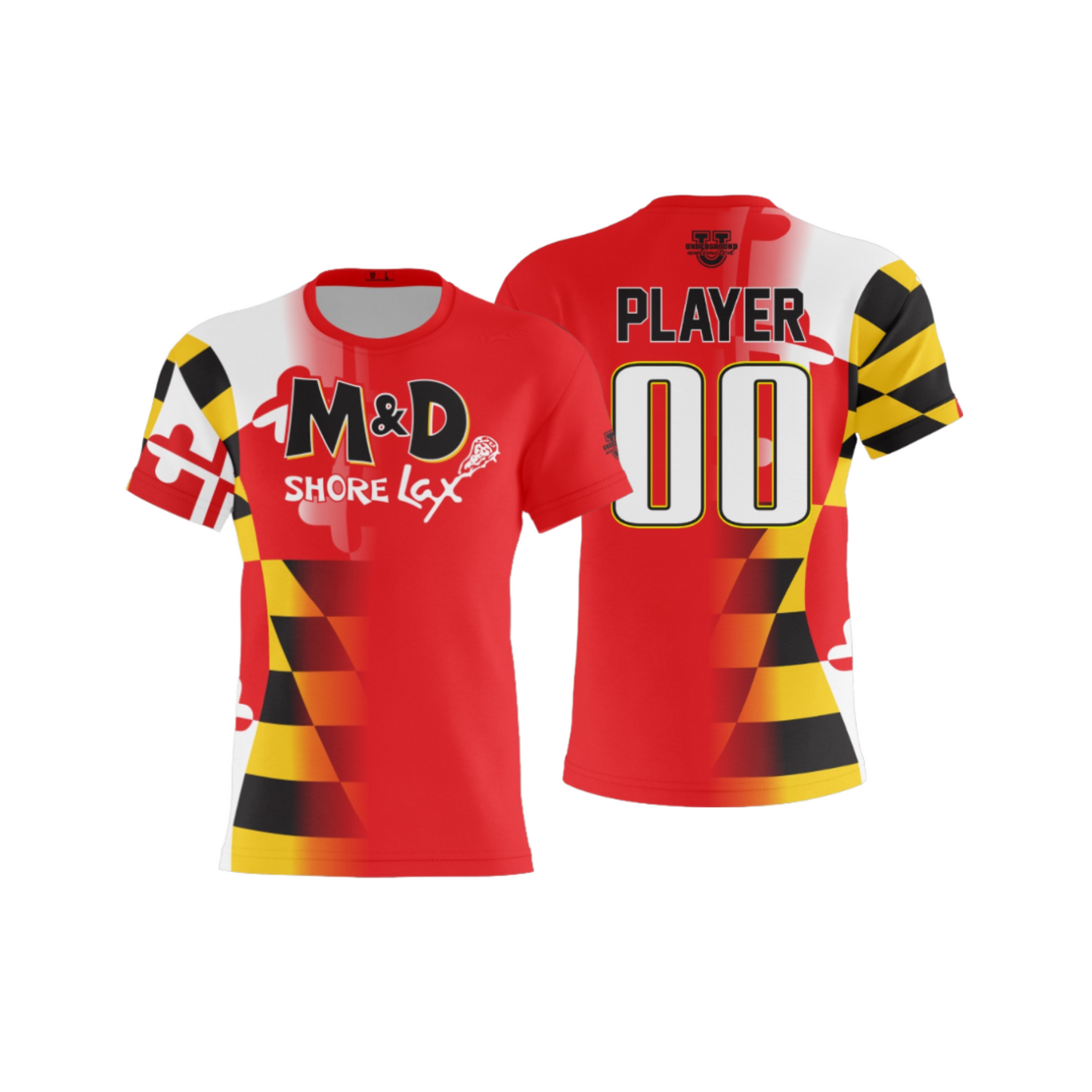 M&D Shore Performance Dri Tech Apparel ~ Red Maryland Flag Split