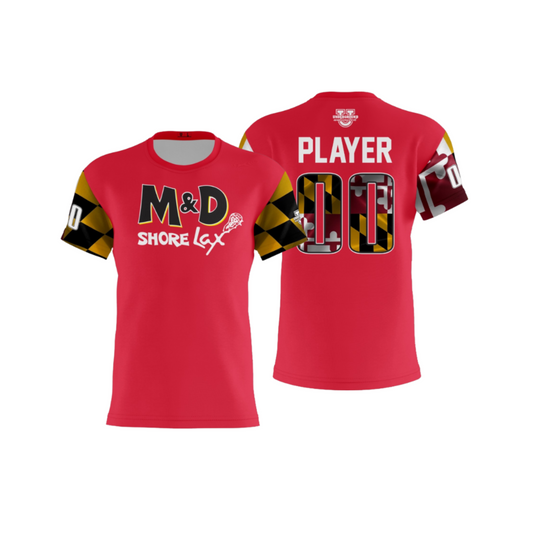 M&D Shore Performance Dri Tech Apparel ~ Red Maryland Sleeves