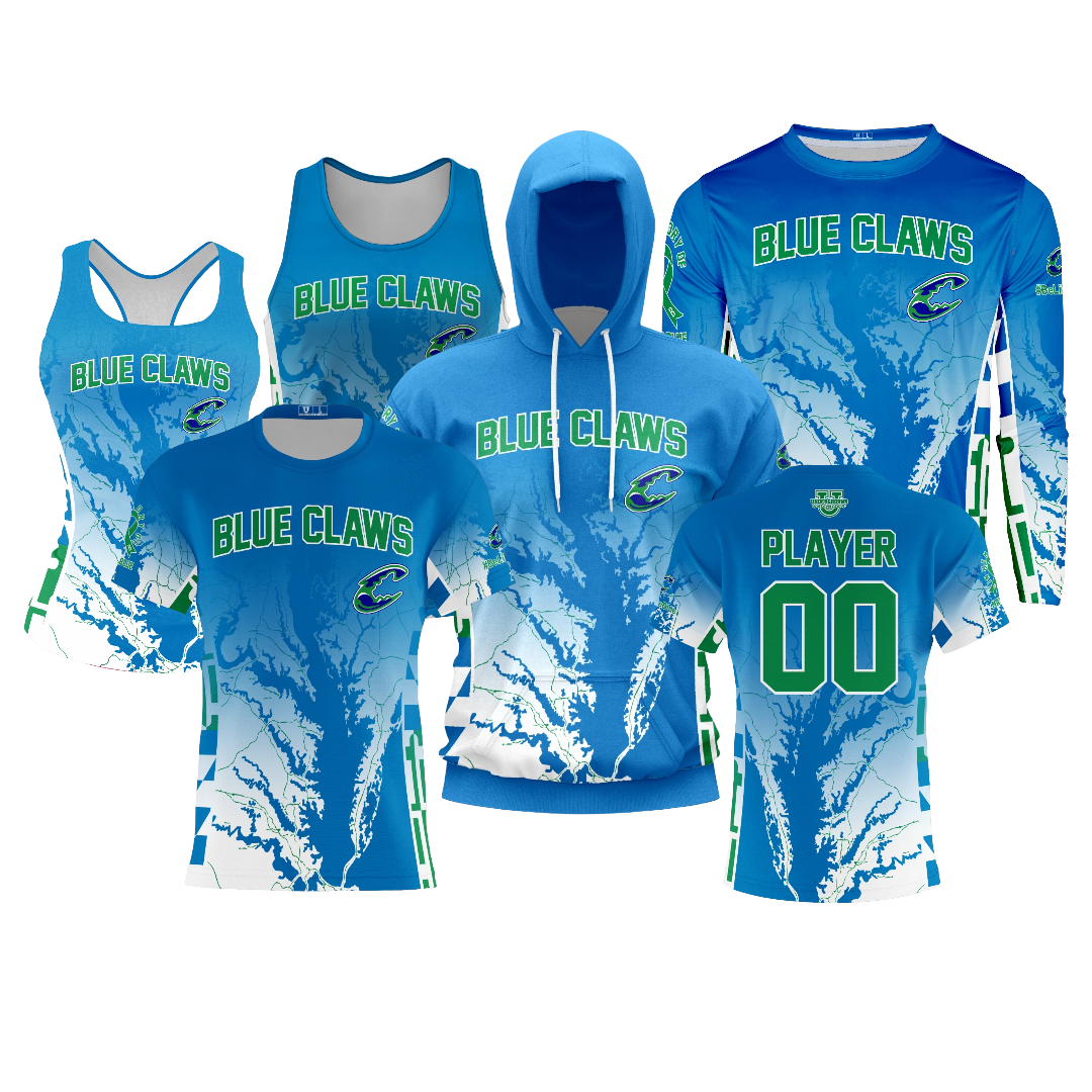 Blue Claws Baseball Performance Dri Tech Design ~ Royal Ombre Map Fade