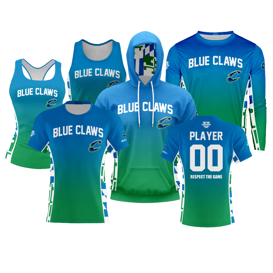 Blue Claws Baseball Performance Dri Tech Design ~ Royal Green Ombre Fade
