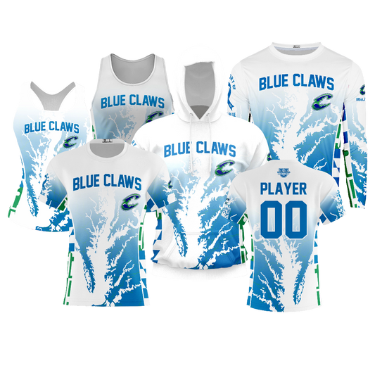 Blue Claws Baseball Performance Dri Tech Design ~ White Ombre Map Fade