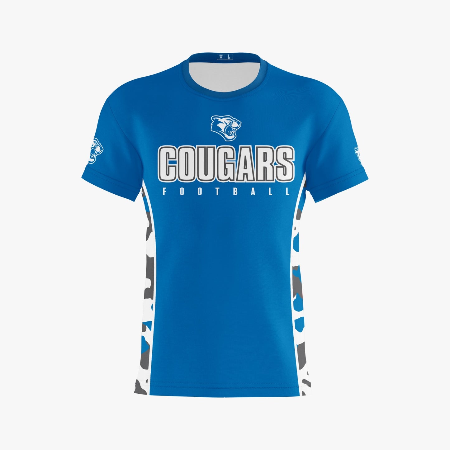 Caroline Cougars Dri Tech T-Shirt ~ Royal Camo Sides