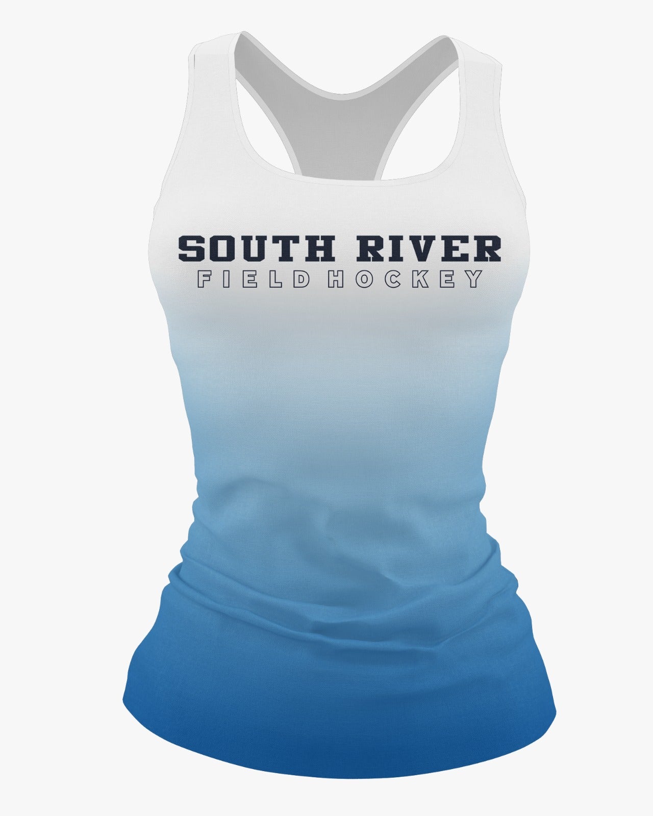 South River Field Hockey Dri Tech Women's Razorback ~ White to Columbia Fade