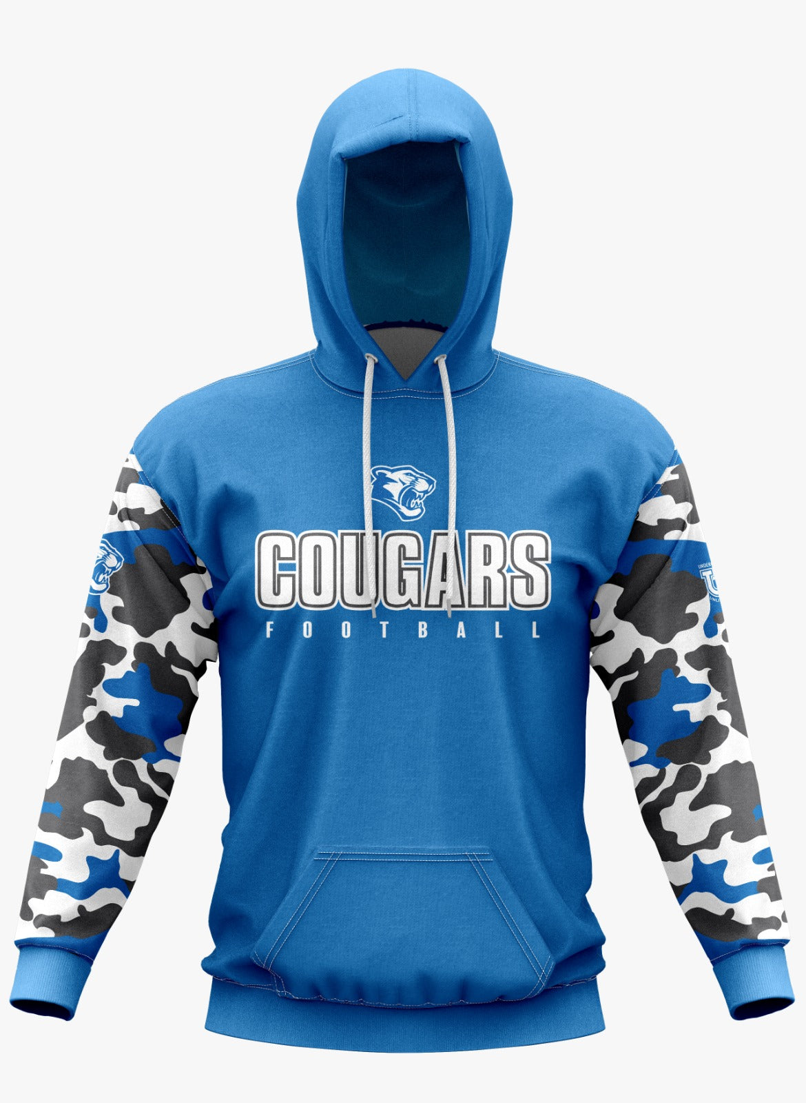 Caroline Cougars Performance Hoodie ~ Royal Cougar Camo Sleeves