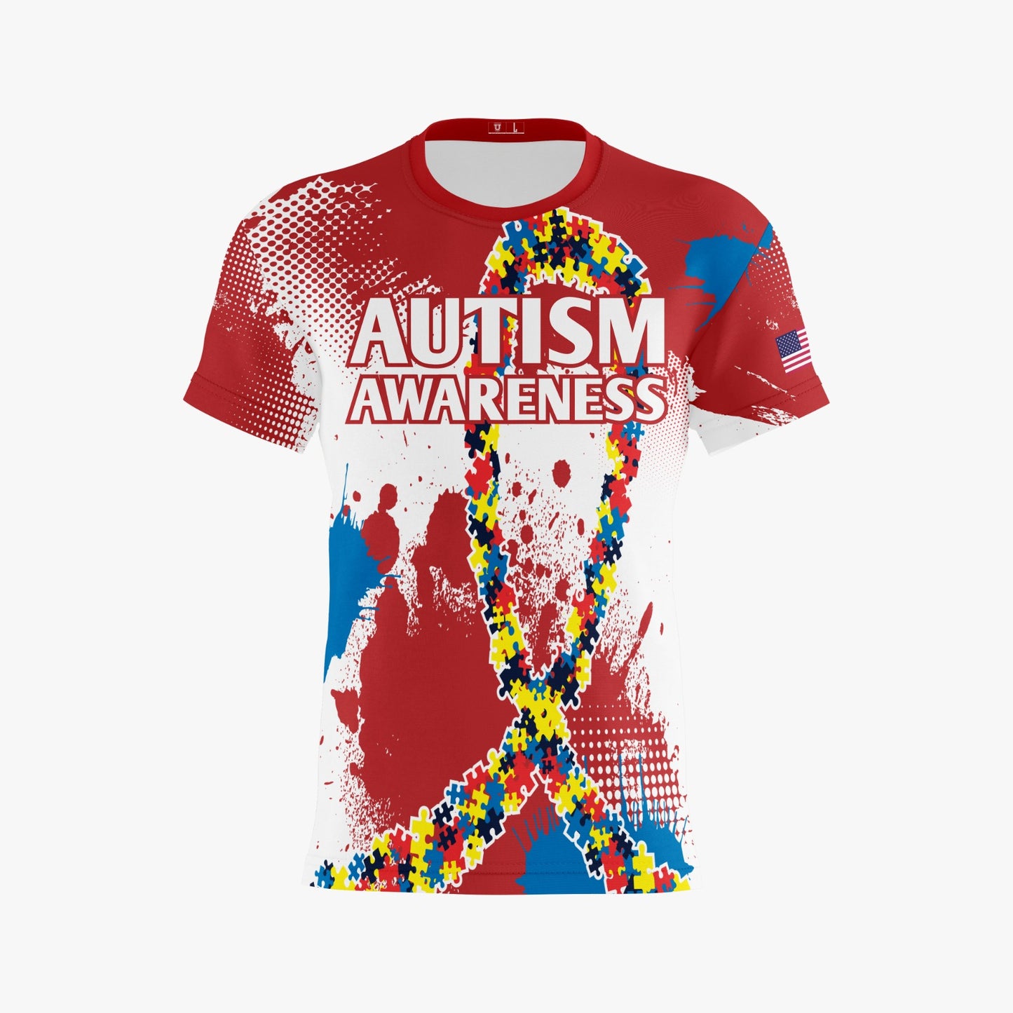 Autism Awareness Performance Apparel ~ Puzzle Ribbon {Red}