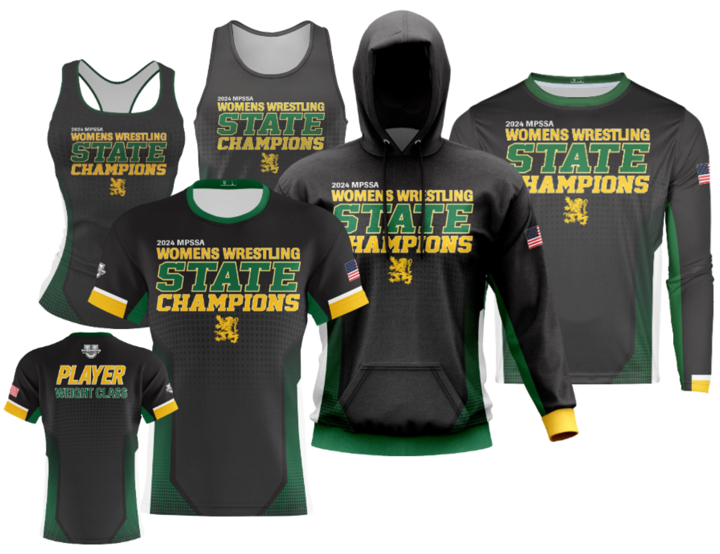 Queen Anne's High Womens Wrestling Performance Dri Tech Apparel ~ State Champions 2024