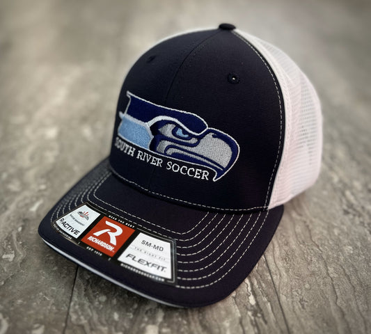 Seahawks Logo Embroidered Patch Hat ~ Navy/White