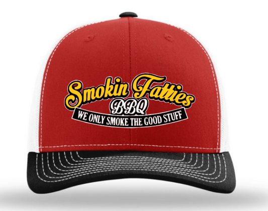 Smokin Fatties "Word Logo" Embroidered Hat ~ Red/Black/White