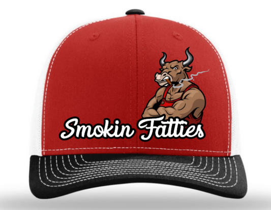 Smokin Fatties "Bull Logo" Embroidered Hat ~ Red/Black/White