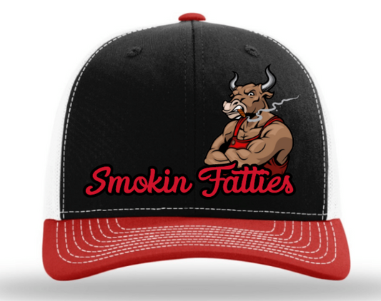Smokin Fatties "Bull Logo" Embroidered Hat ~ Black/Red/White
