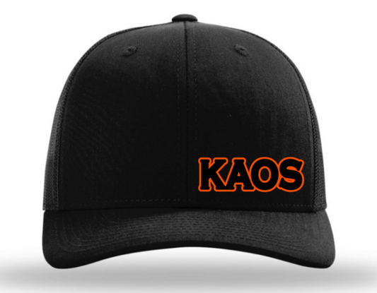 "KAOS" 3D Puff Embroidered Hat ~ All Black