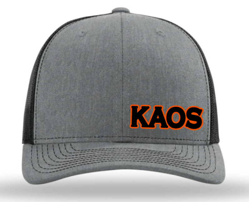 "KAOS" 3D Puff Embroidered Hat ~ Heather Grey and Black