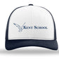 The Kent School Embroidered Hat ~ White and Navy Mesh