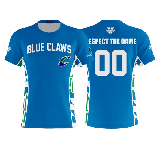 Blue Claws Baseball Performance Dri Tech Design ~ Solid Blue "Respect The Game"