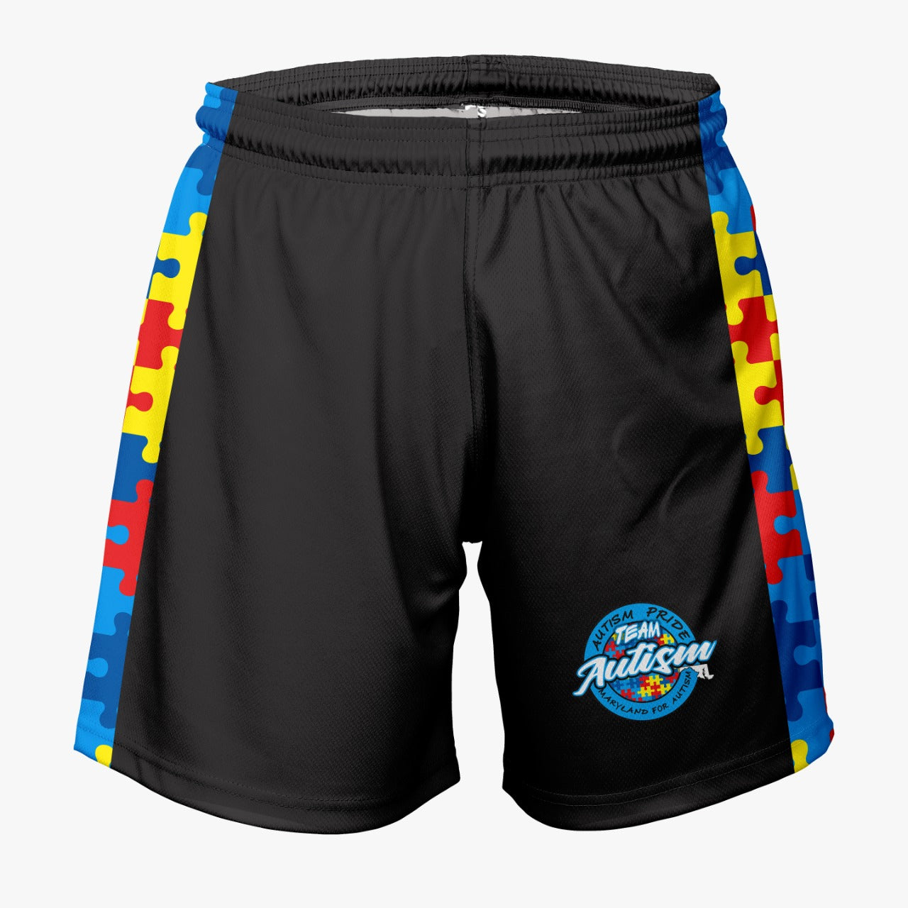 Team Autism Dri Tech Stretch Training Shorts {Puzzle Black