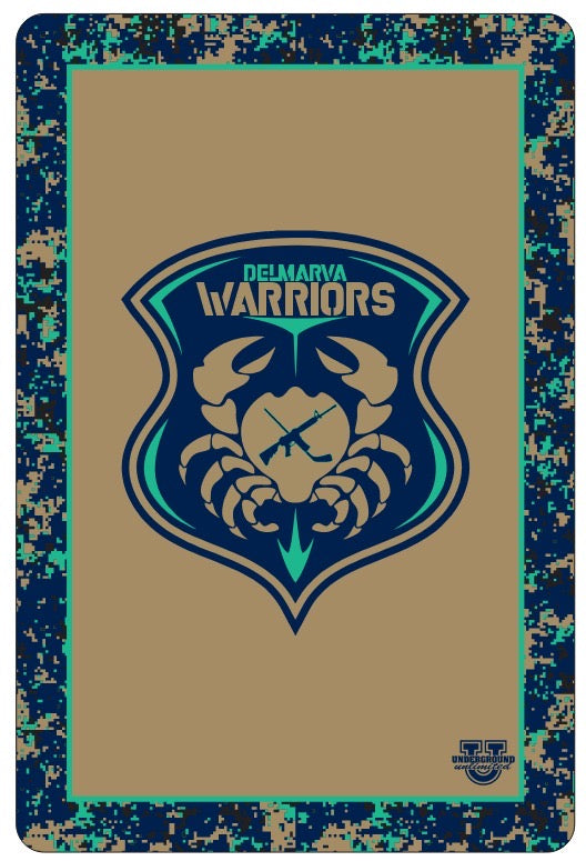 Delmarva Warriors Sherpa Lined Blanket ~ Gold/Camo