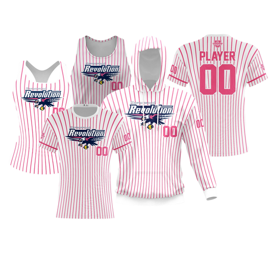 Havenwood Revolution Performance Dri Tech Apparel ~ White Pink Pinstripes