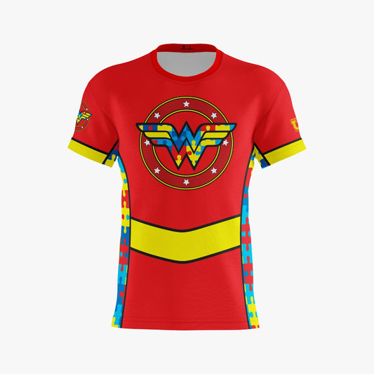 Team Autism Wonderwoman ~ Puzzle Side Design {Red}