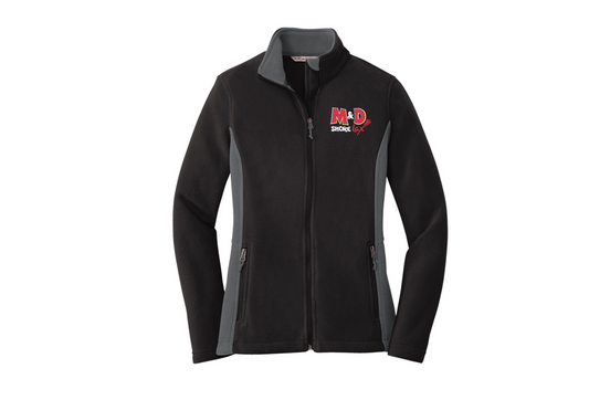 M&D Shore Embroidered Ladies Fleece Jacket ~ Black/Grey