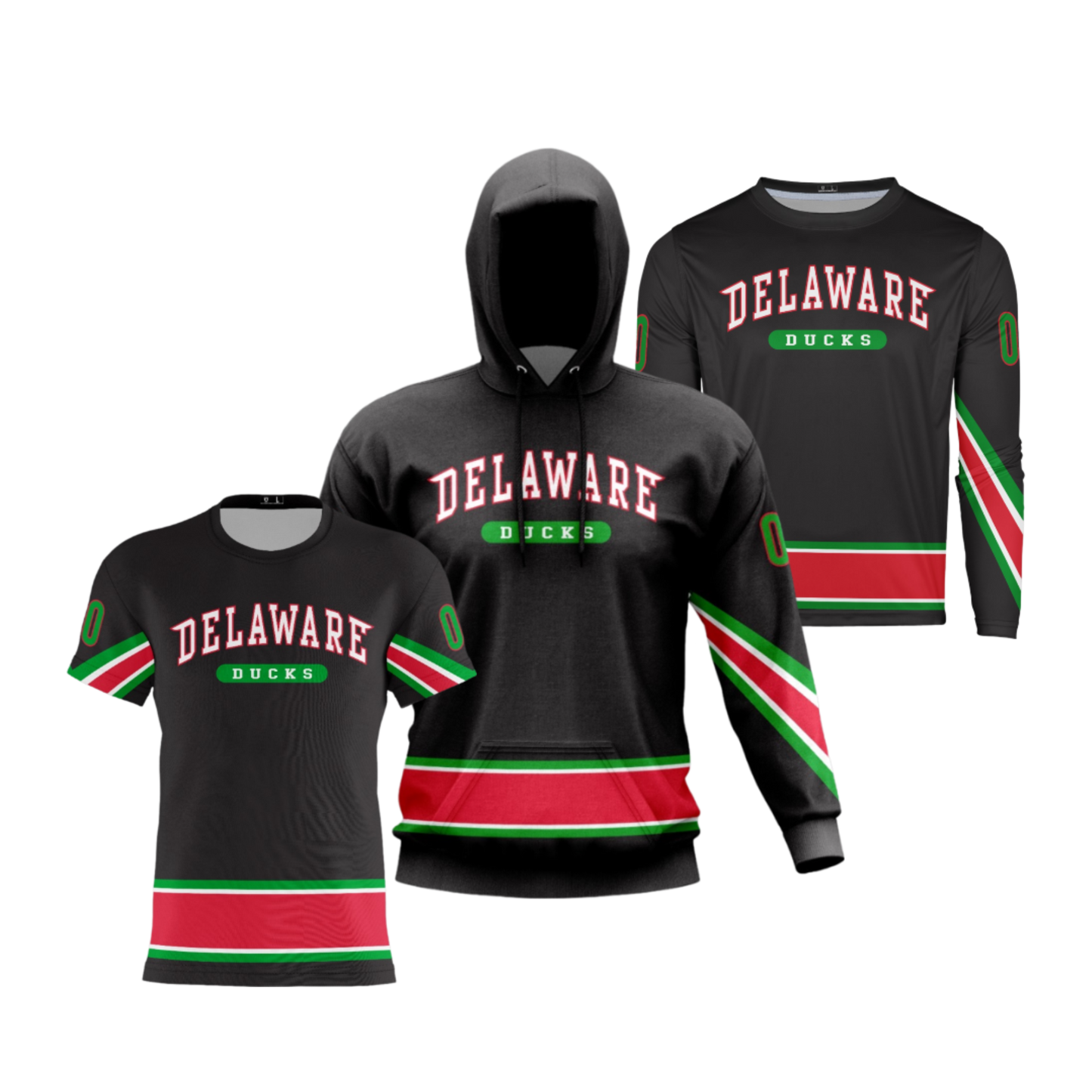 Delaware Ducks Performance Dri Tech Apparel ~ Holiday Lights {Black Stripes}