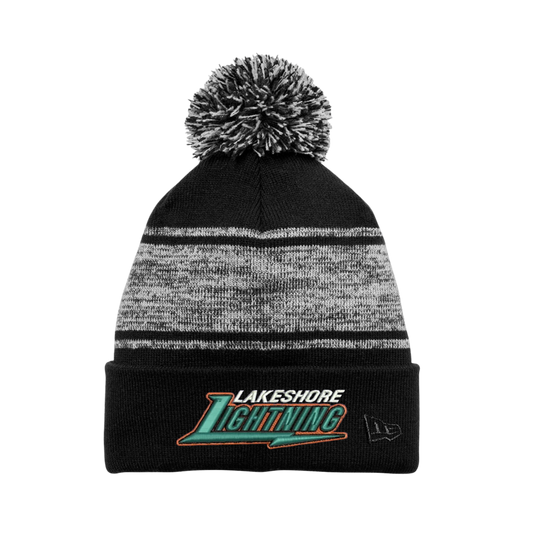 Lakeshore New Era Knit Pom Beanie ~ Black/Heathered Charcoal