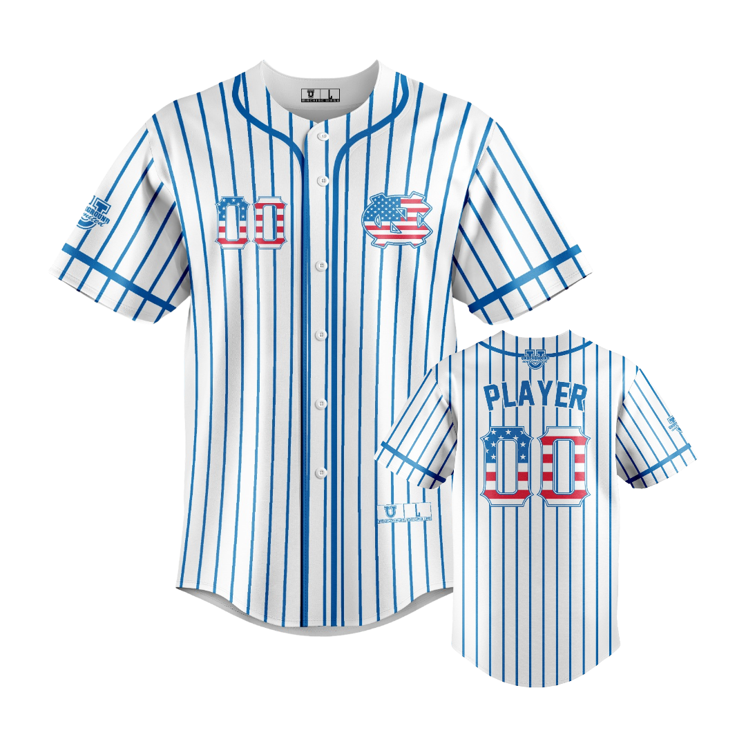 Caroline North ***All-Stars 2026*** Full-Button Down Game Day Jersey ~ White Pinstripes