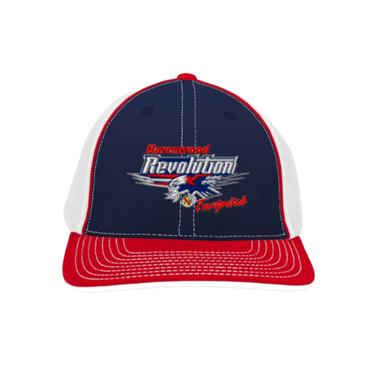 Havenwood Revolution Logo Embroidered Hat ~ Navy/Red (FlexFit)