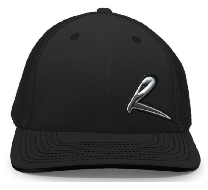Raptor's "R" Left Pannel Embroidered Hat ~ All Black