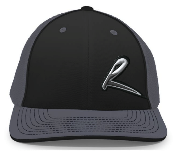 Raptor's "R" Left Pannel Embroidered Hat ~ Black/Graphite