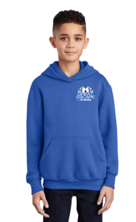 Great Escape Embroidered Core Fleece Pullover Hooded Sweatshirt ~ Youth
