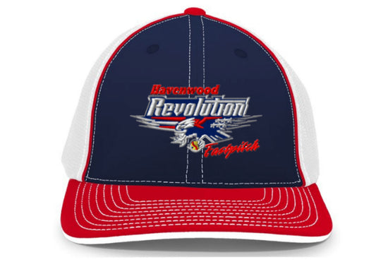 Revolution Logo Embroidered Hat ~ Navy/Red (FlexFit)
