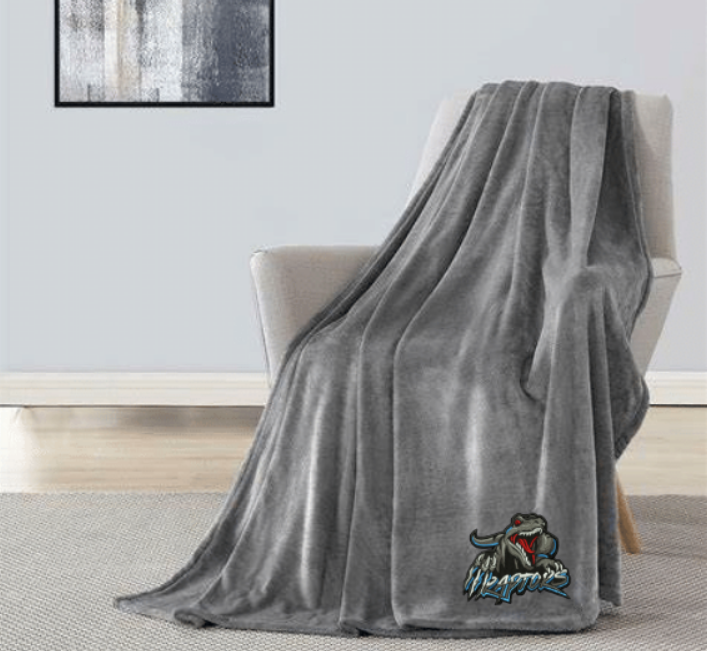 Raptors Mountain Lodge Sherpa Lined Blanket ~  Grey