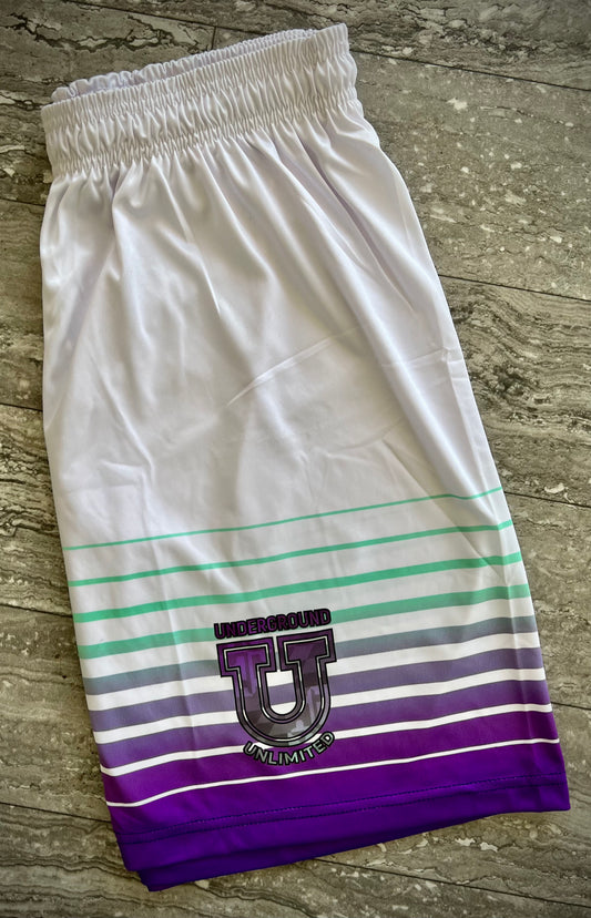 Men’s Underground Dri Tech Stretch Training Shorts ~ White Striped Flo
