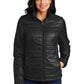 Great Escape Embroidered Ladies Packable Puffy Jacket ~ Black
